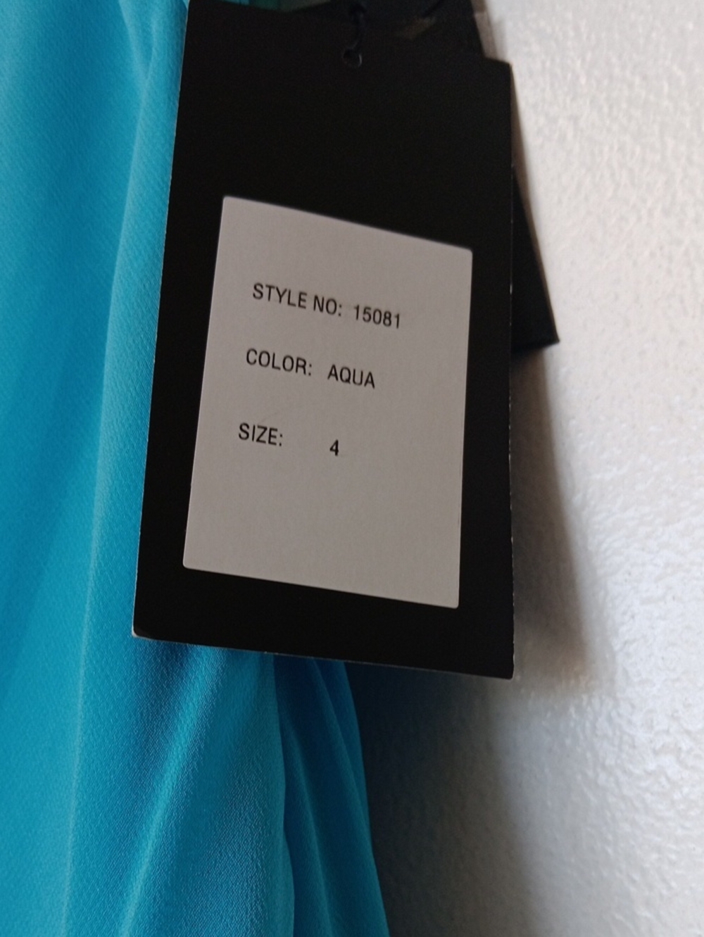 Strapless Aqua Evening Gown with Beaded Detail - Picture 9 of 13